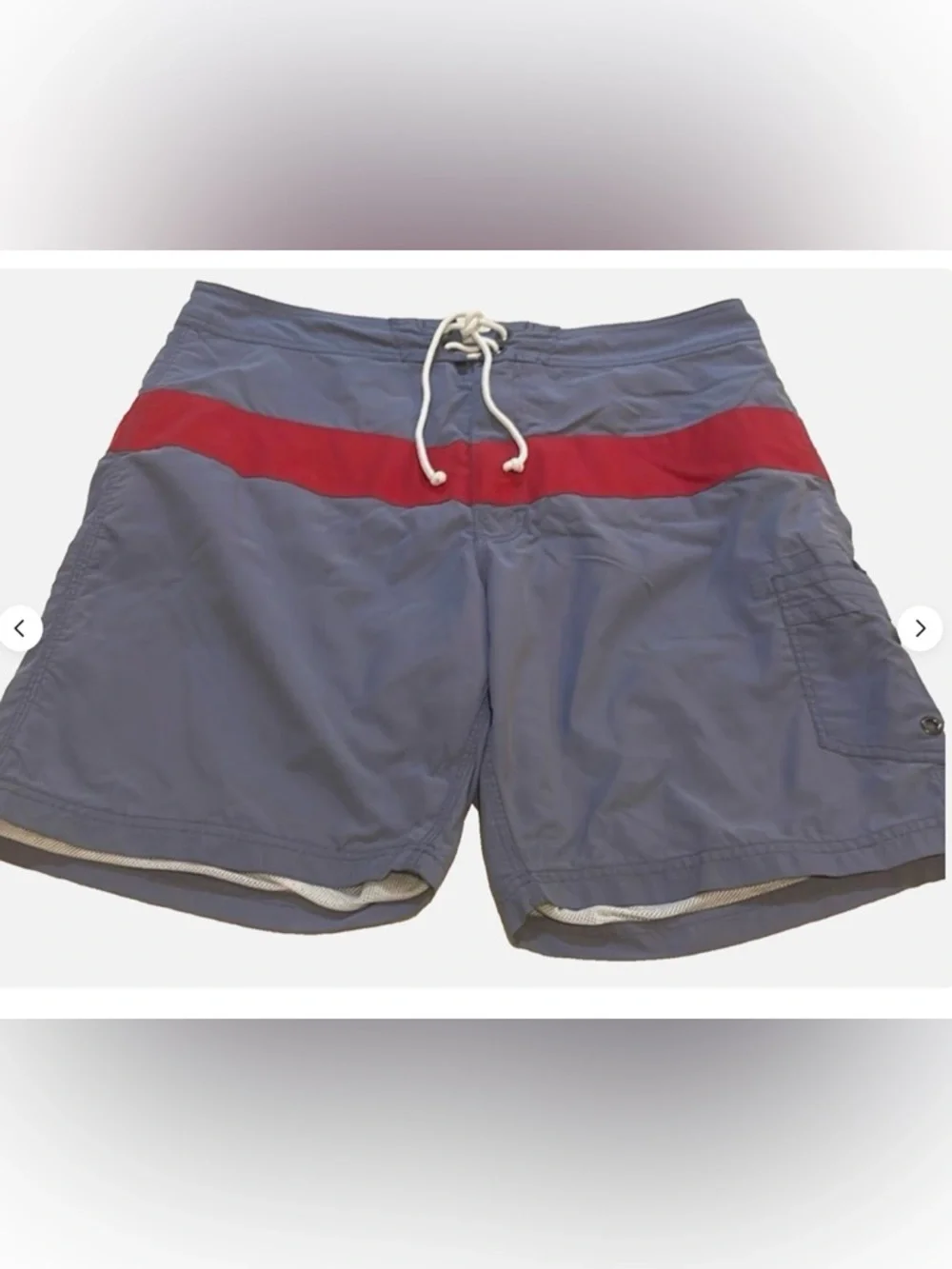 J.Crew Men’s Swim Trunks Size 36 Blue Red Stripe Board Shorts Quick Dry